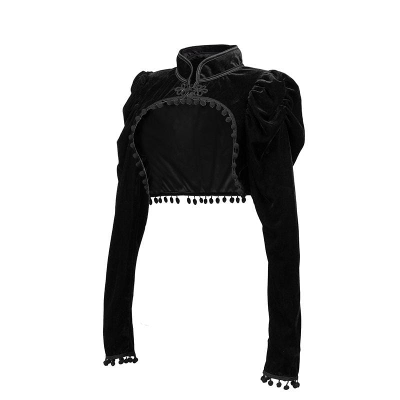 Women's Gothic Stand Collar Capes With Tassels