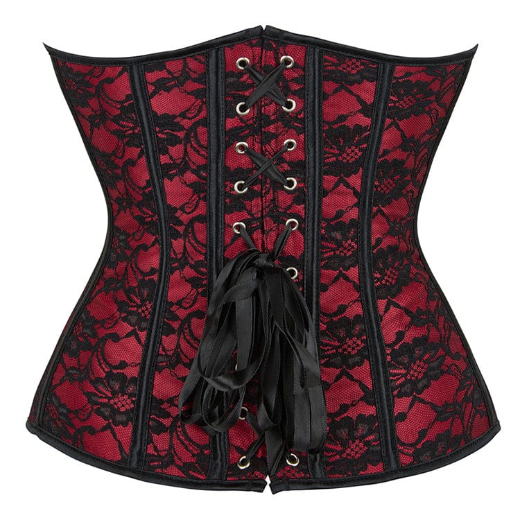 Kobine Women's Gothic Strappy Floral Lace Overbust Corset