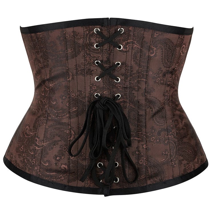 Kobine Women's Gothic Strappy Floral Printed Underbust Corset