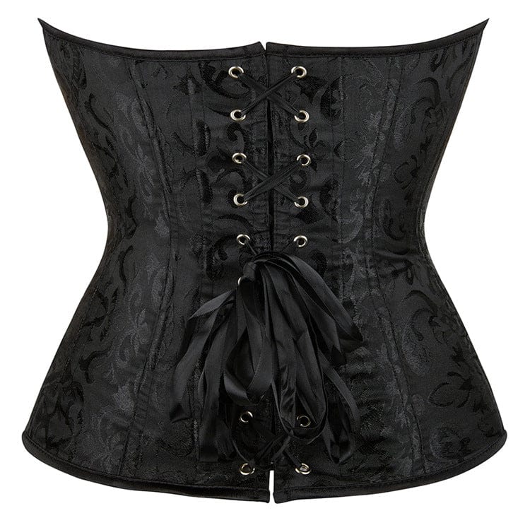 Kobine Women's Gothic Strappy Jacquard Zipper Overbust Corset