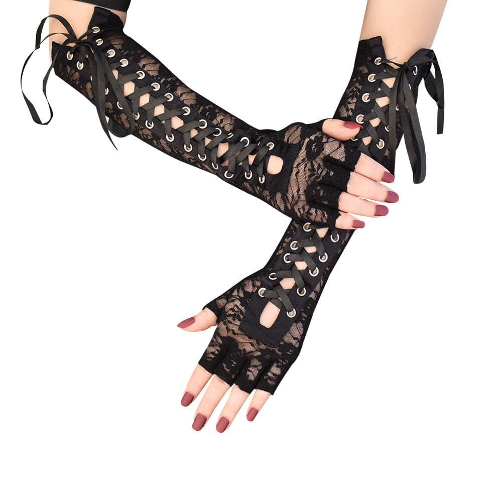 Kobine Women's Gothic Strappy Lace Arm Sleeves