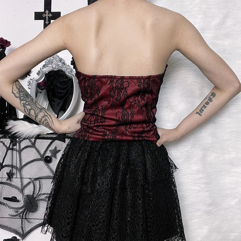 Kobine Women's Gothic Strappy Lace Splice Bustier