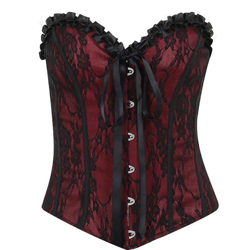 Kobine Women's Gothic Strappy Lace Splice Bustier