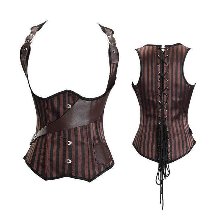 Women's Gothic Striped Underbust Corsets With Pocket