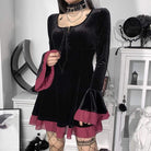 Kobine Women's Gothic Trumpet Sleeved Velet Dress
