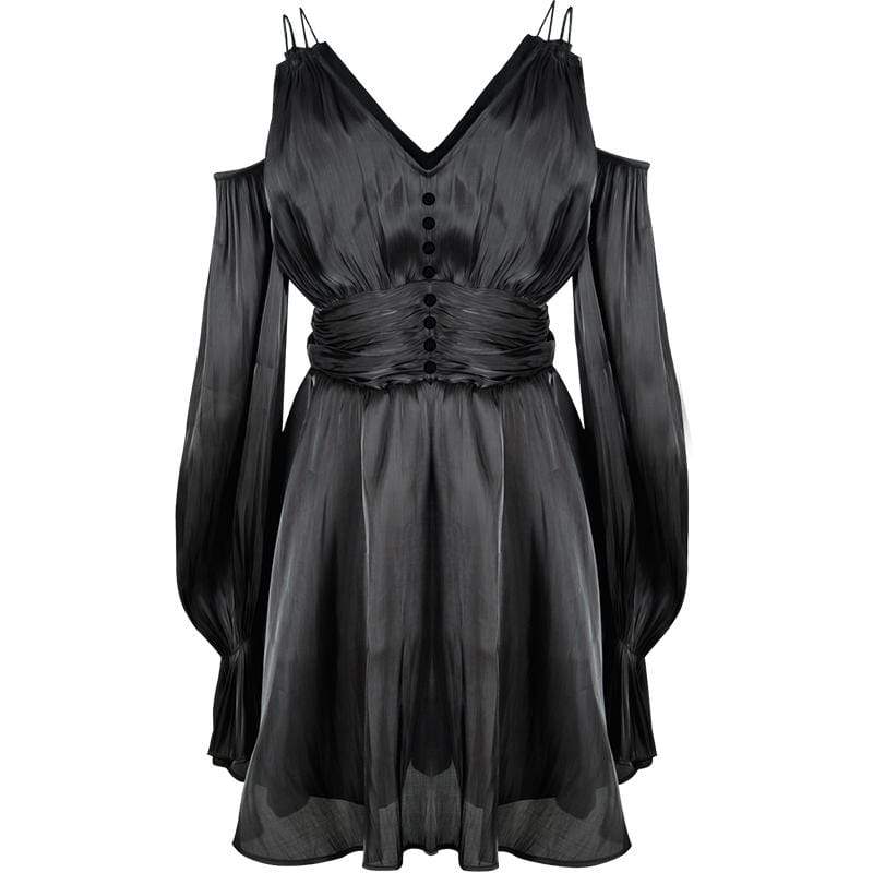 Women's Gothic V-neck Hollowed Chiffon Dresses