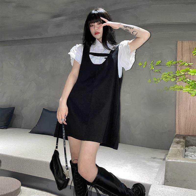 Women's Grunge Bowknot Black Doll Dresses