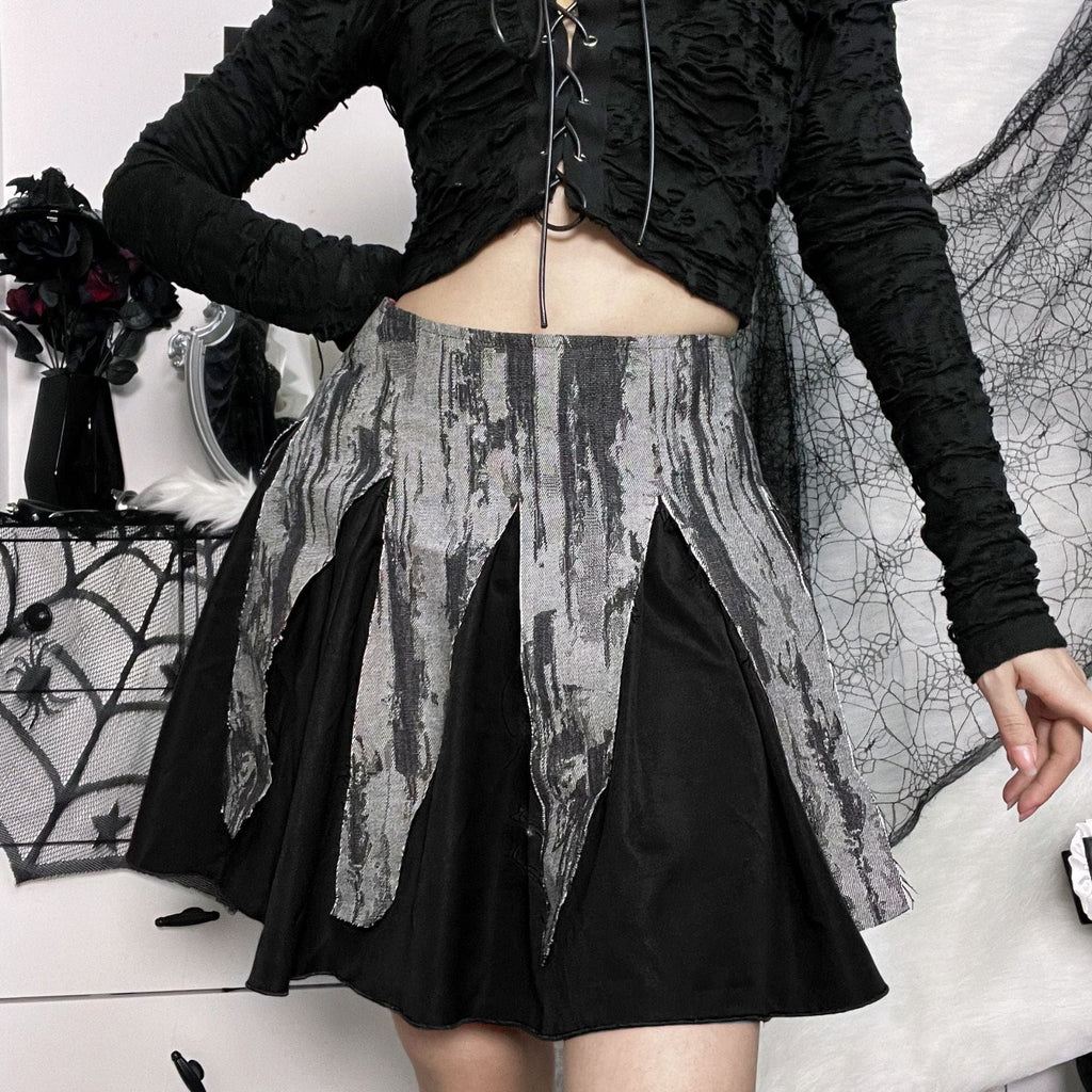 Kobine Women's Grunge Double Color Splice Skirt