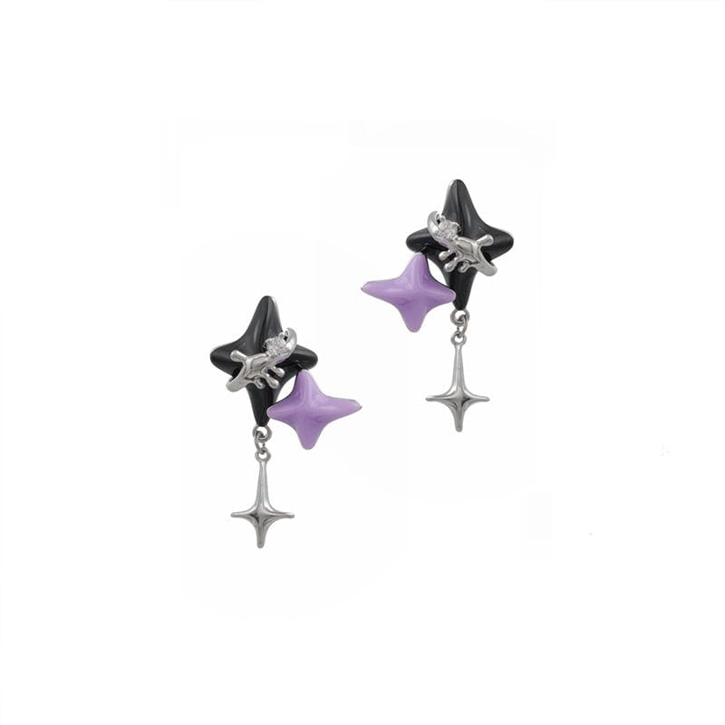Kobine Women's Grunge Double Color Star Earrings