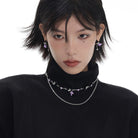 Kobine Women's Grunge Double Color Star Layered Necklace