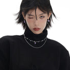 Kobine Women's Grunge Double Color Star Layered Necklace