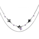 Kobine Women's Grunge Double Color Star Layered Necklace