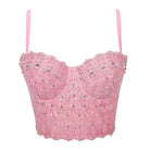 Women's Grunge Lace Floral Beads Bustiers