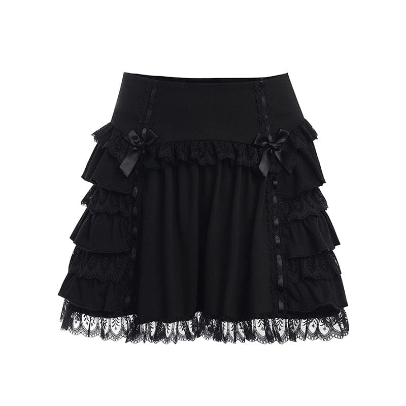 Kobine Women's Grunge Lace Tiered Skirt