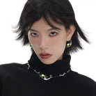 Kobine Women's Grunge Moon Cat Earrings