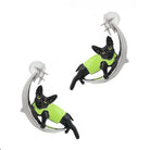 Kobine Women's Grunge Moon Cat Earrings