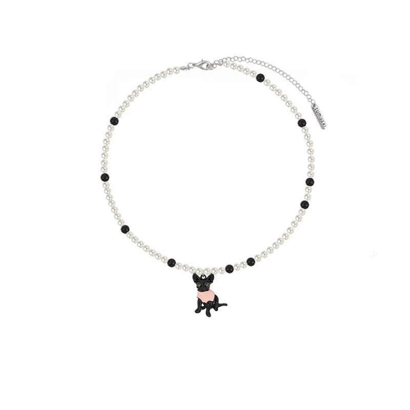 Kobine Women's Grunge Pink Cat Necklace