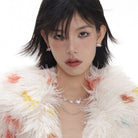 Kobine Women's Grunge Pink Heart Earrings