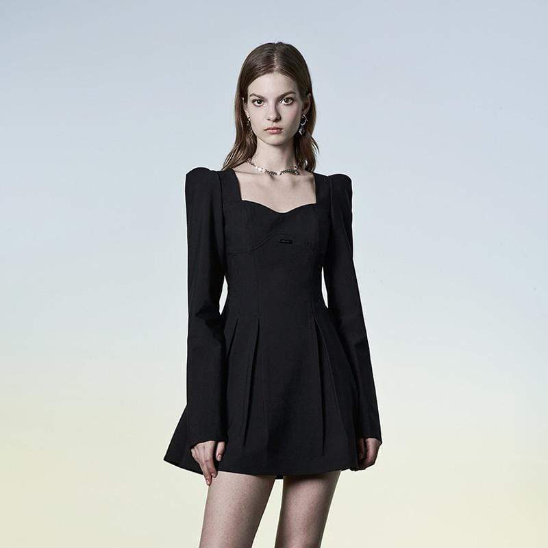 Women's Grunge Square Collar Pleated Dress