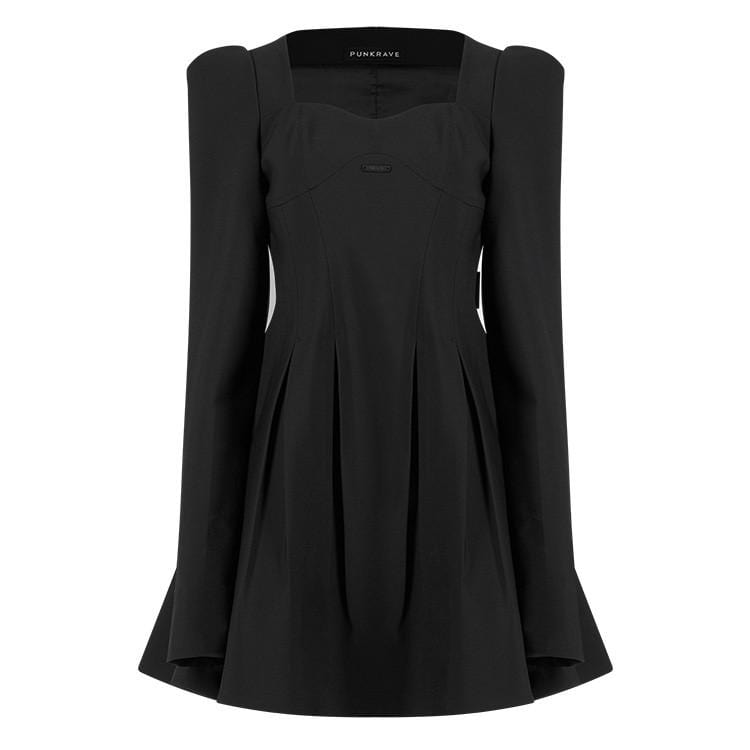 Women's Grunge Square Collar Pleated Dress