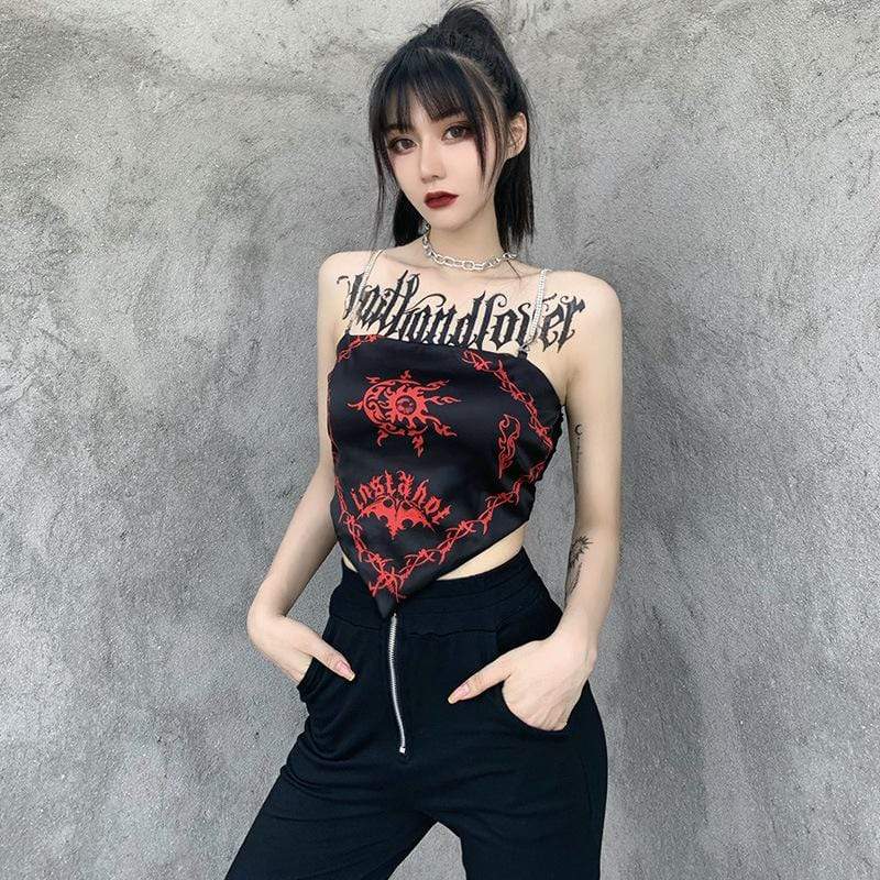 Women's Grunge Totem Printed Crop Tops