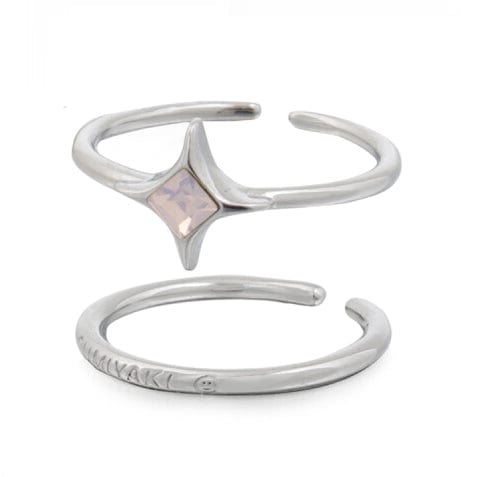 Kobine Women's Grunge Zircon Star Open Rings