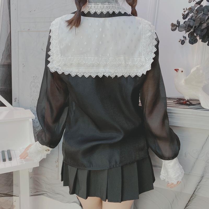 Women's Lolita Button-fly Lace Turn-down Collar Tops