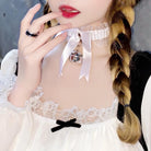 Women's Lolita Cute Bowknot Bell Lace Choker