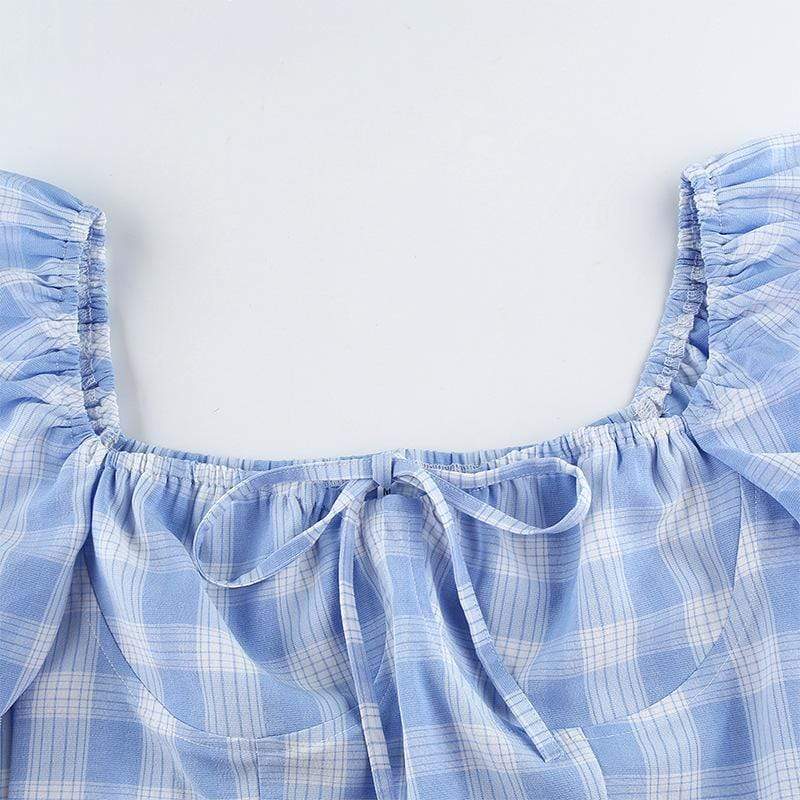 Women's Lolita Square Collar Plaid Dresses