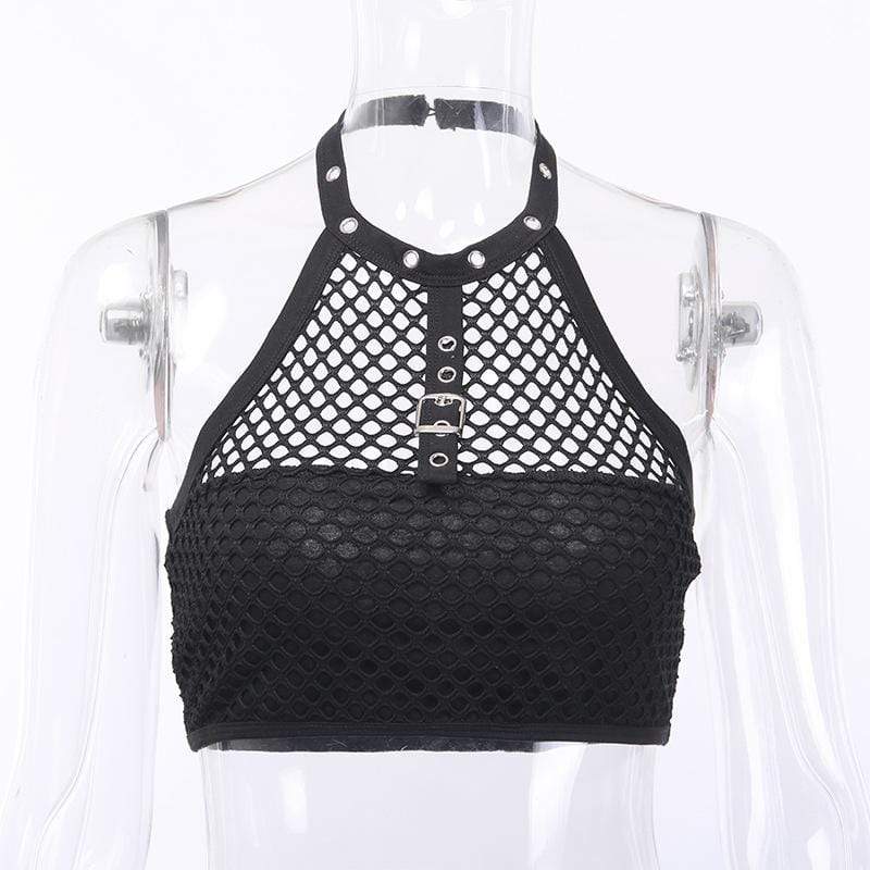 Women's Mesh Halter Bustier Tops