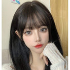 Kobine Women's Natural Bangs Human Hair Wig