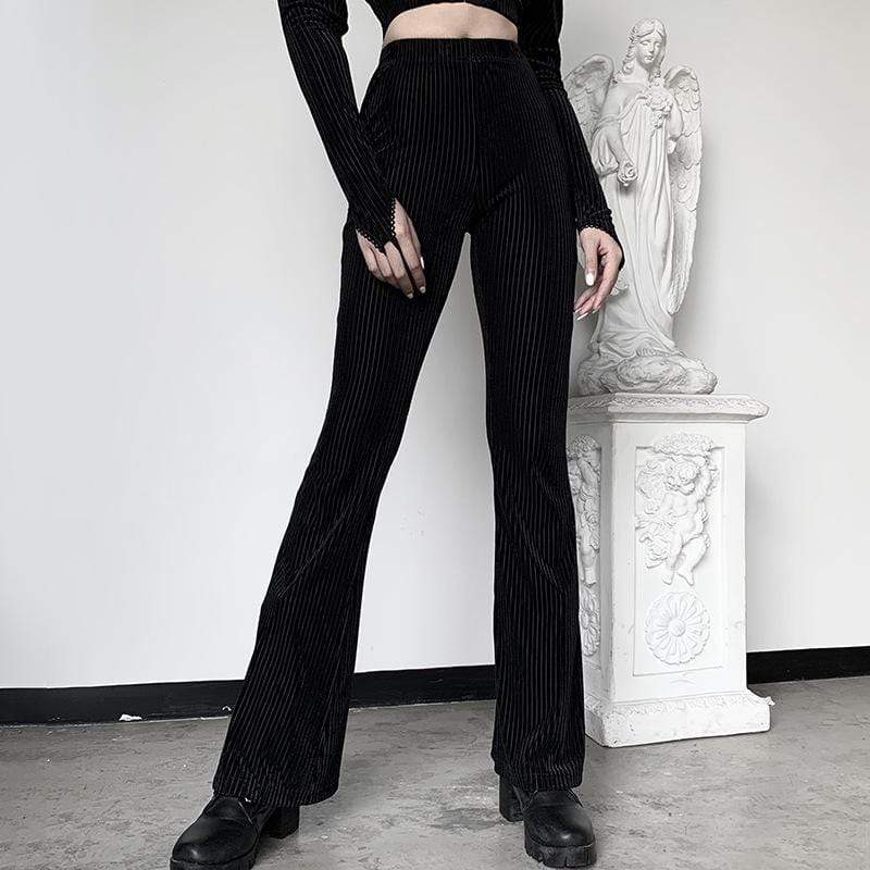 Women's Pit Stripes Velvet Bellbottoms