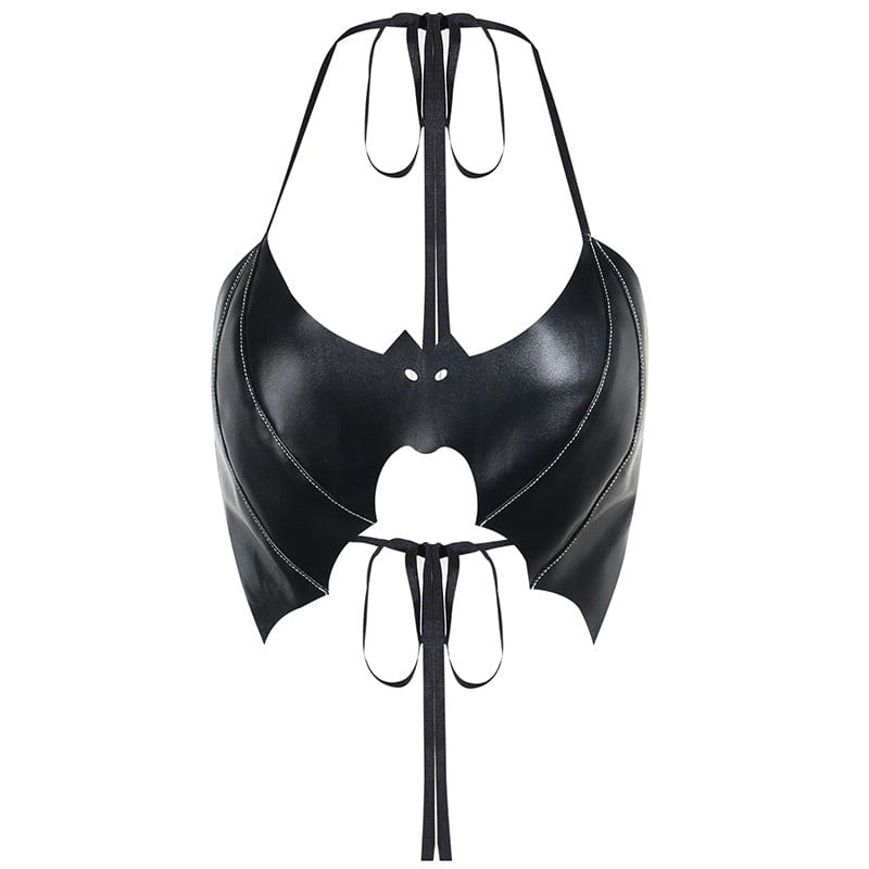 Kobine Women's Punk Bat Faux Leather Bustier