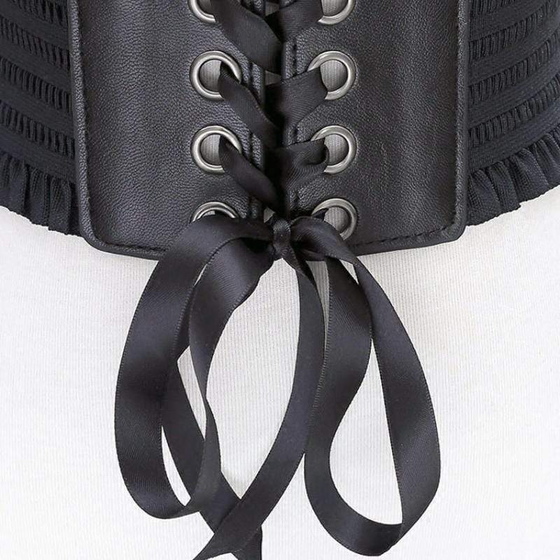 Women's Punk Bow Tie Lacing Wide Belts