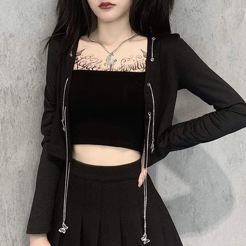 Women's Punk Butterfly Chains Long Sleeved Shirts