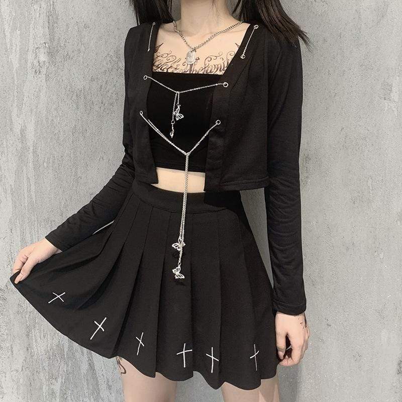 Women's Punk Butterfly Chains Long Sleeved Shirts