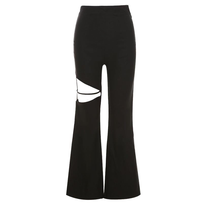 Kobine Women's Punk Cutout Flared Pants