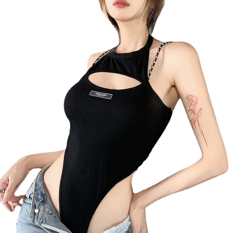 Kobine Women's Punk Cutout Halterneck Bodysuit