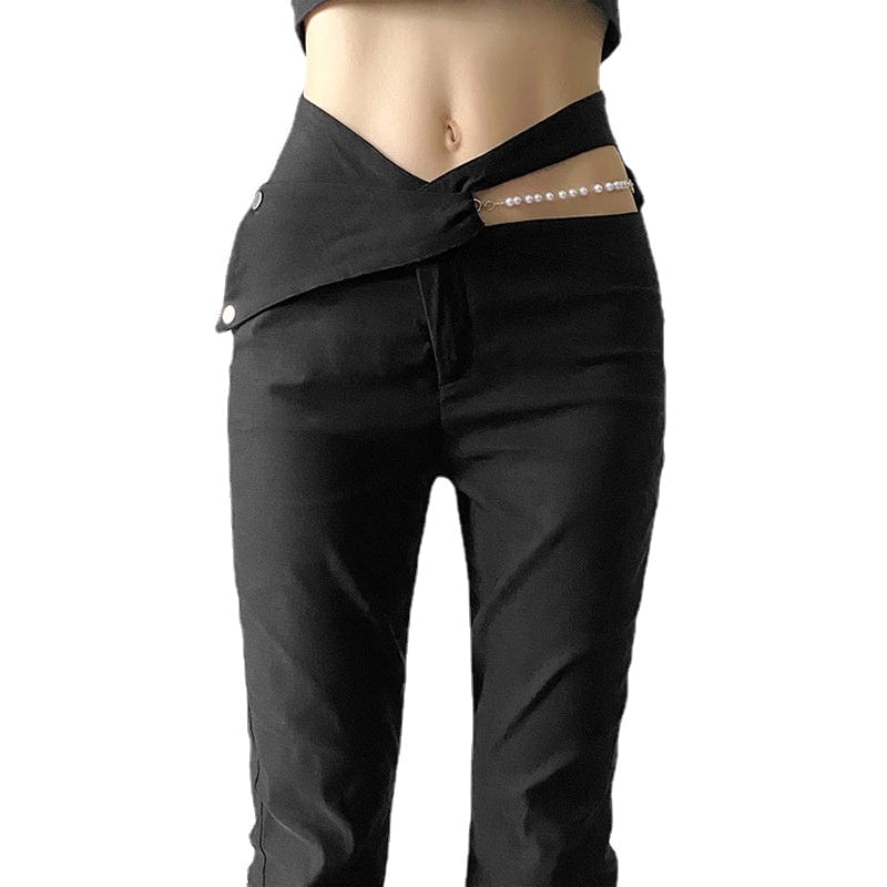 Kobine Women's Punk Cutout High-waisted Bell-bottoms