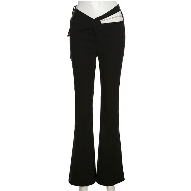 Kobine Women's Punk Cutout High-waisted Bell-bottoms