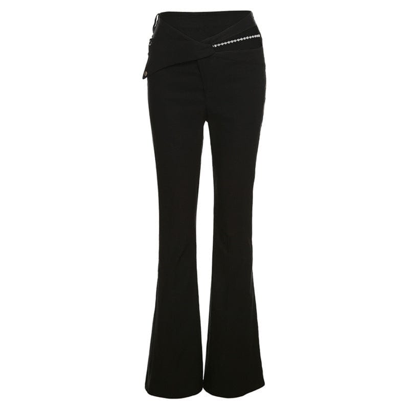 Kobine Women's Punk Cutout High-waisted Bell-bottoms