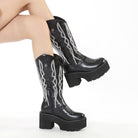 Kobine Women's Punk Embroidered Platform Buskin Boots
