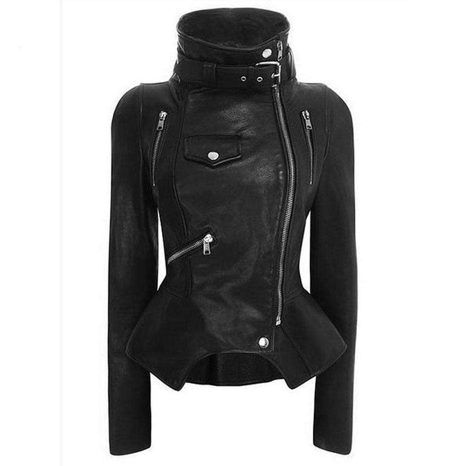 Women's Punk Faux Leather Stand Collar Jackets