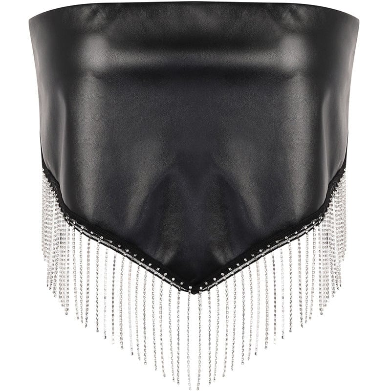 Kobine Women's Punk Fringes Faux Leather Bustier