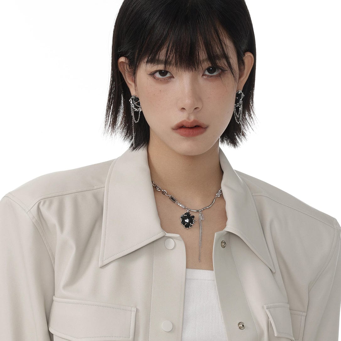 Kobine Women's Punk Heart Tassels Earrings