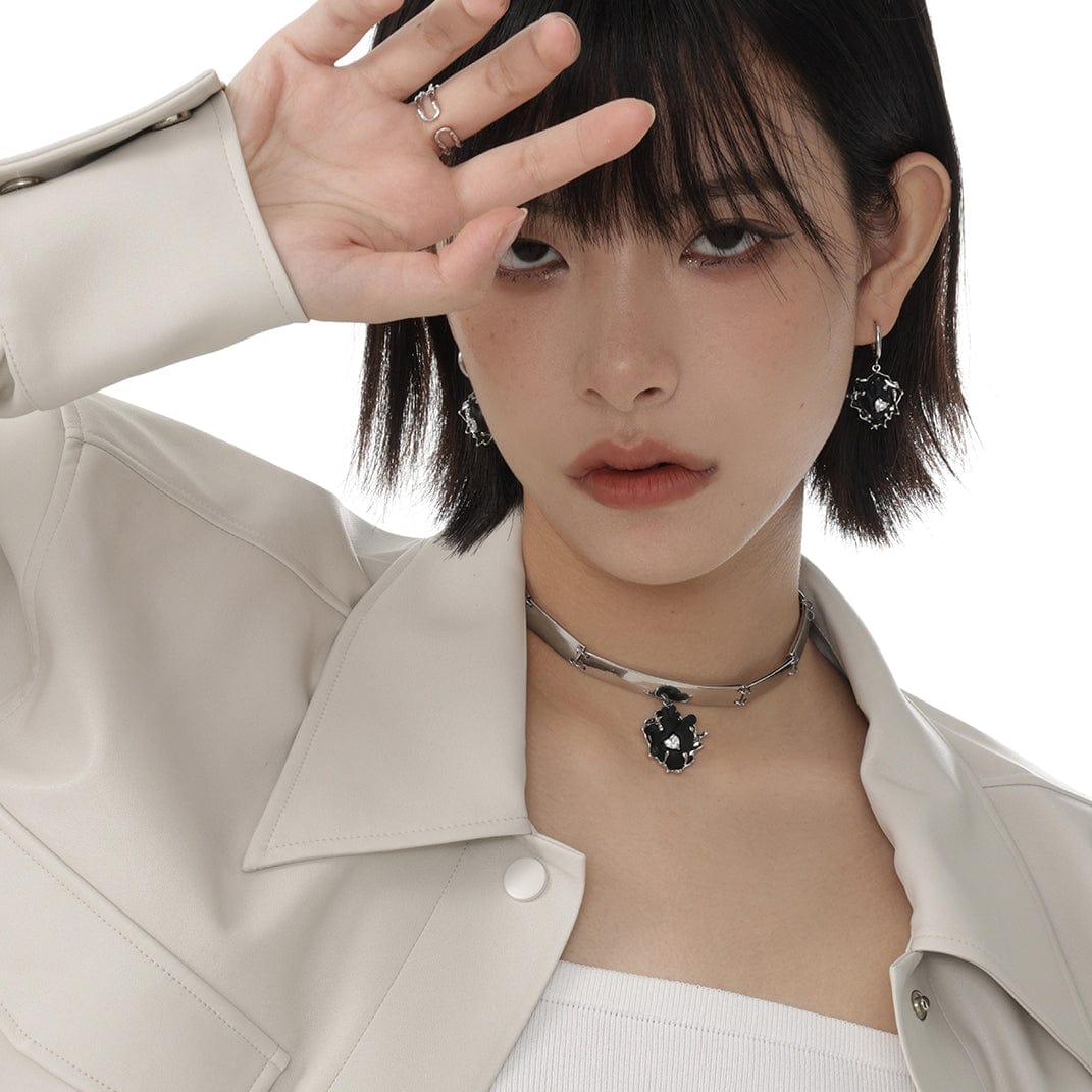 Kobine Women's Punk Heart Zircon Earrings