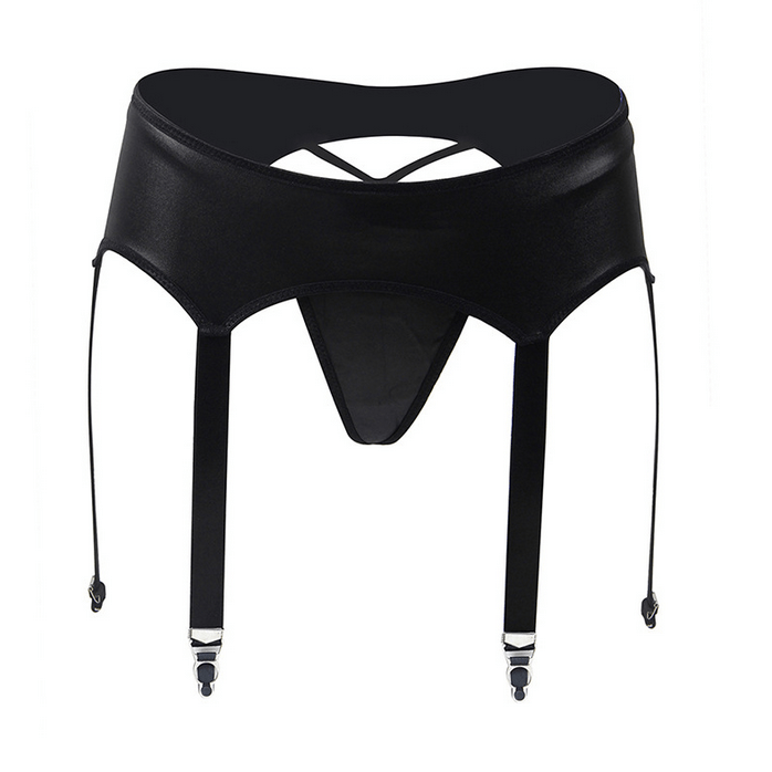 Kobine Women's Punk Irregular Faux Leather Underwear