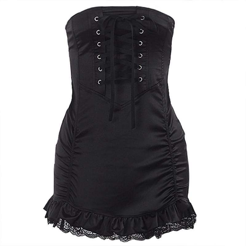 Women's Punk Lacing Ruffles Wrapped Dresses