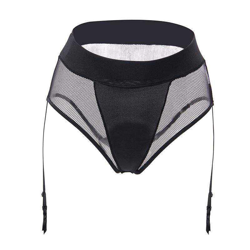 Kobine Women's Punk Mesh Splice Sheer Underwear