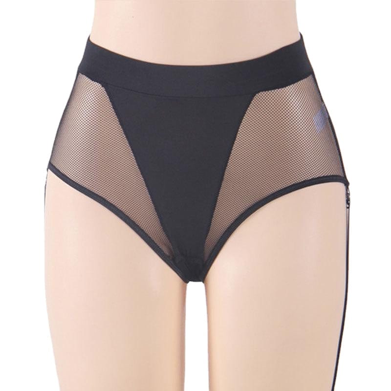 Kobine Women's Punk Mesh Splice Sheer Underwear